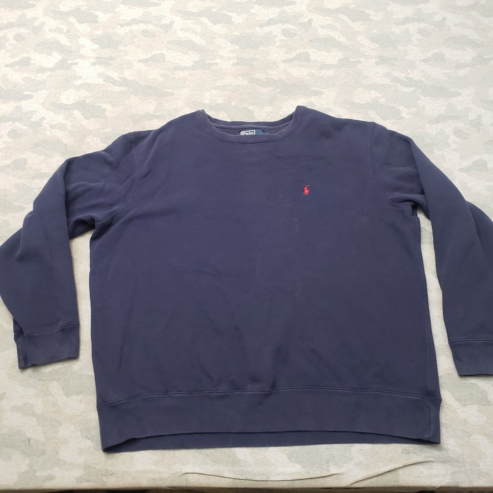Vintage Polo Ralph Lauren Sweatshirt Mens XL Blue Crew Neck Pullover Y2k